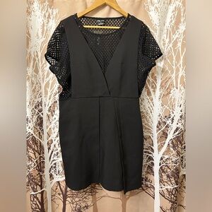 NWT City Chic Black Mesh Pinafore Dress - Size S (16)